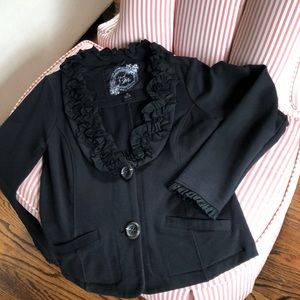 Nick & Mo Boutique Black Jacket with Ruffle Trim